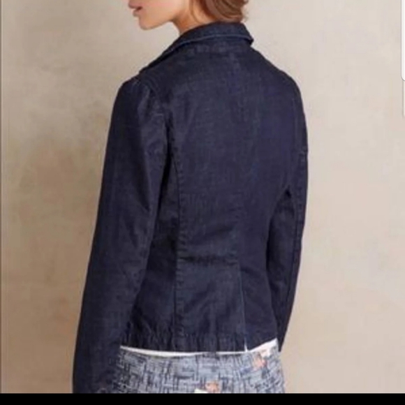 Pilcro and the Letterpress Anthropologie Denim Jean Blazer Small - Picture 2 of 15